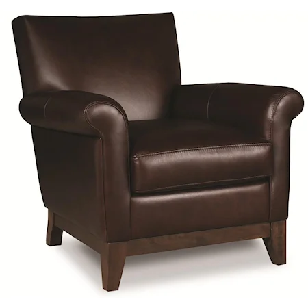 Transitional Leather Upholstered Arm Chair